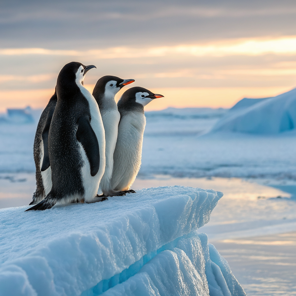 Playful penguin huddle illustration